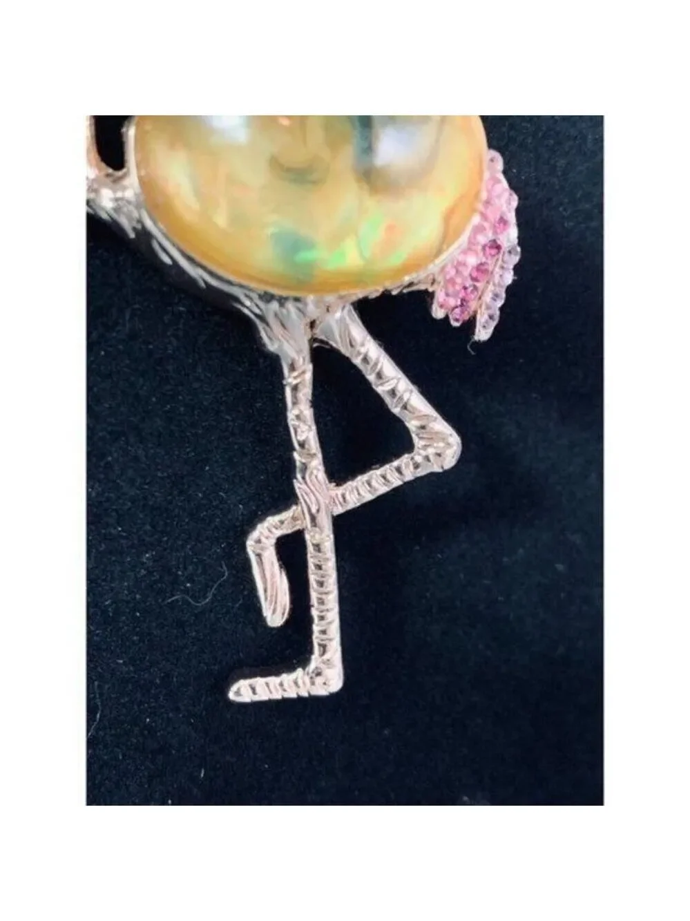 RMN Rose Gold Tone Flamingo Pendant Mesh Choker Necklace